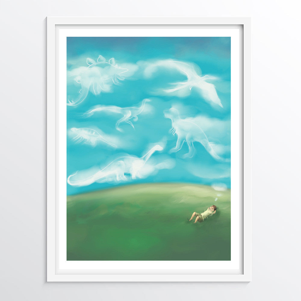 Daydreaming of Dinosaurs - Nursery Art Print (Letter D)