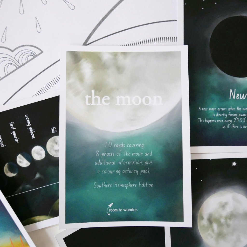 Moon Phase Printable Flashcards and Learning Activity Pack - Southern Hemisphere Edition