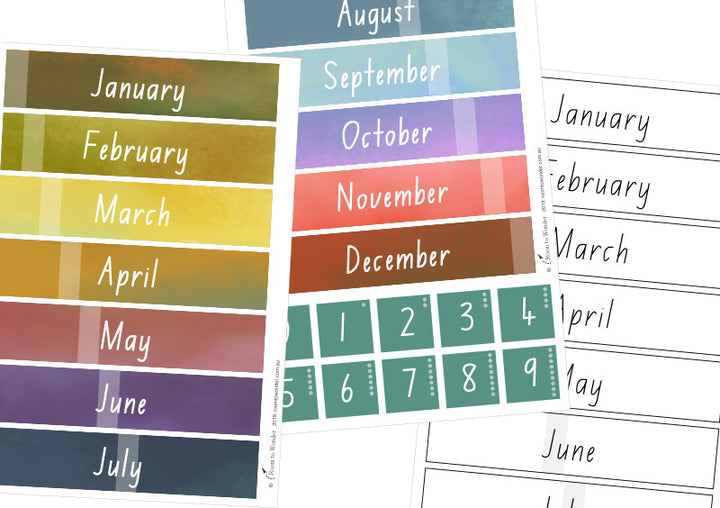 Months of the year + numbers – Room to Wonder