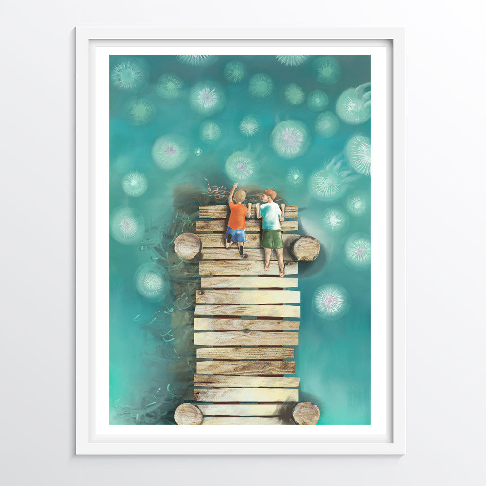 Jellyfish From The Jetty - Nursery Art Print - Alphabet Series (Letter J)