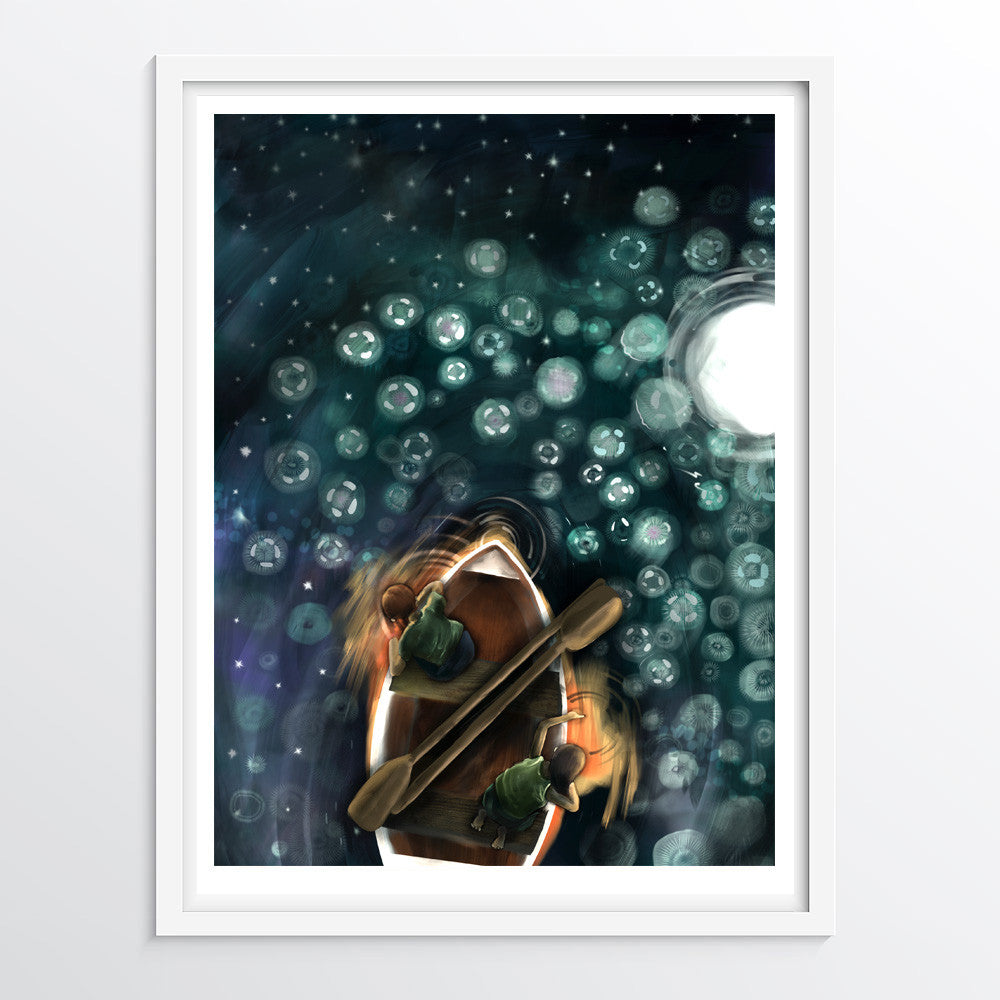 Phosphorescent Jellyfish Art Print