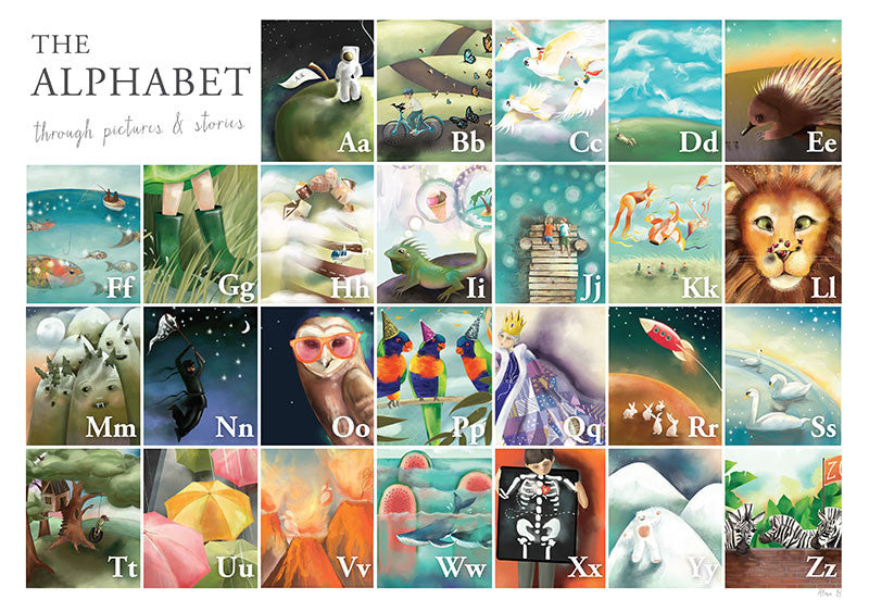 AlmaB Alphabet Poster for Children's Nursery 