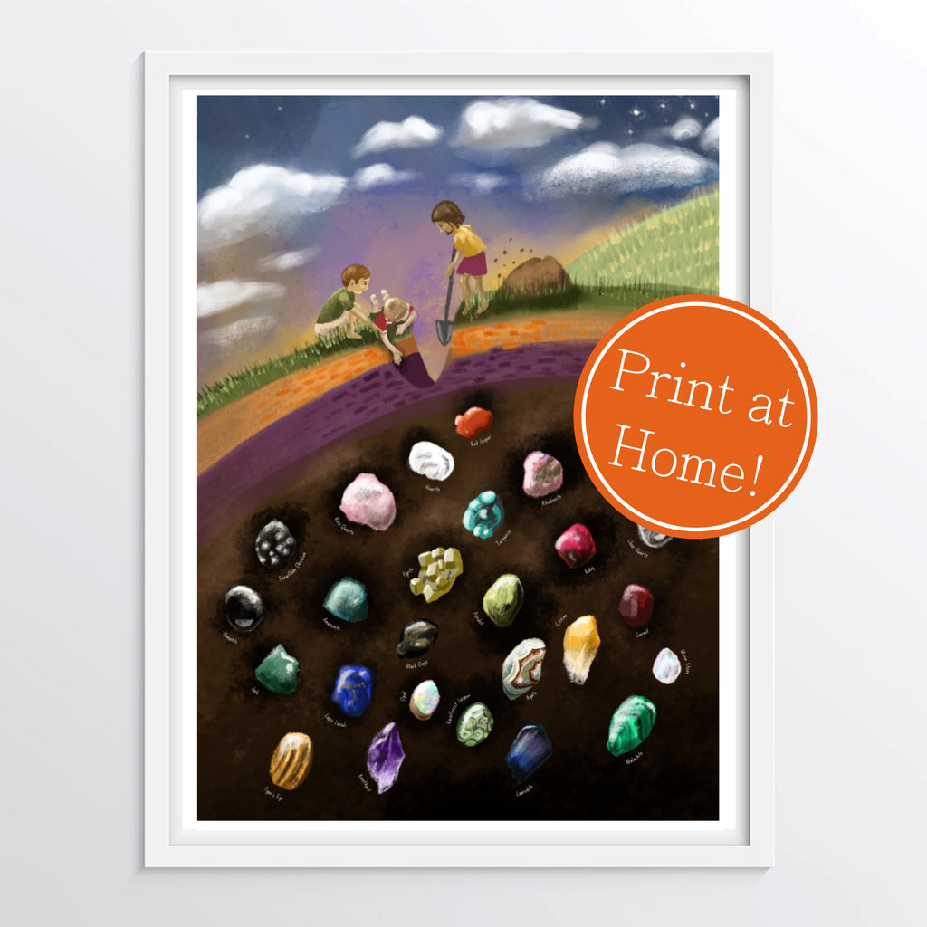 Gem and Crystals chart for kids - Printable Poster