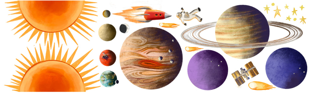 Solar System Wall Sticker - cut-out Planet Stickers - Part of the space series educational wall art