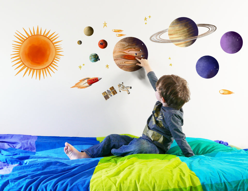 Solar System Wall Sticker - cut-out Planet Stickers - Part of the space series educational wall art